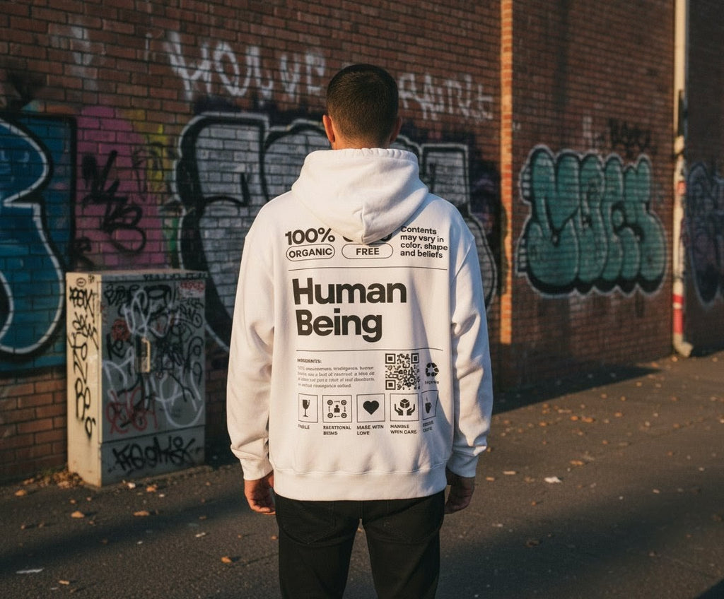 Human Being Hoodie – Nachhaltiger Unisex Kapuzenpullover mit Statement-Print - Beatwear 71