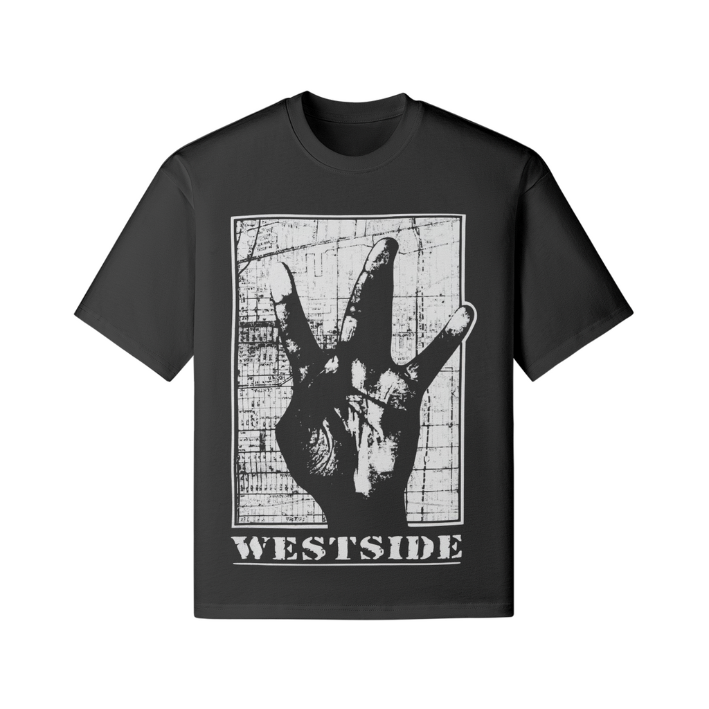 Oversized Streetwear T-Shirt „Westside“ – Hip-Hop Hand Sign Unisex - Beatwear 71