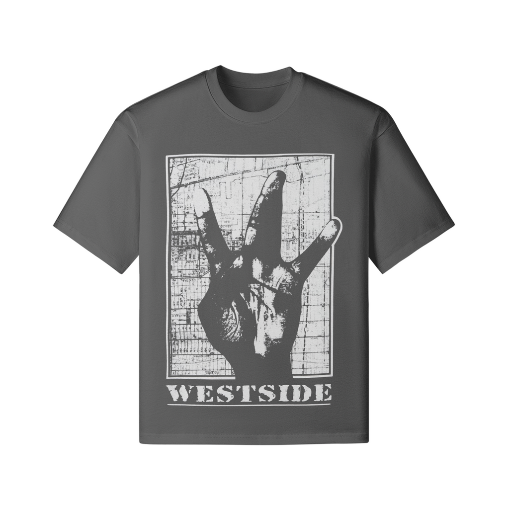Oversized Streetwear T-Shirt „Westside“ – Hip-Hop Hand Sign Unisex - Beatwear 71