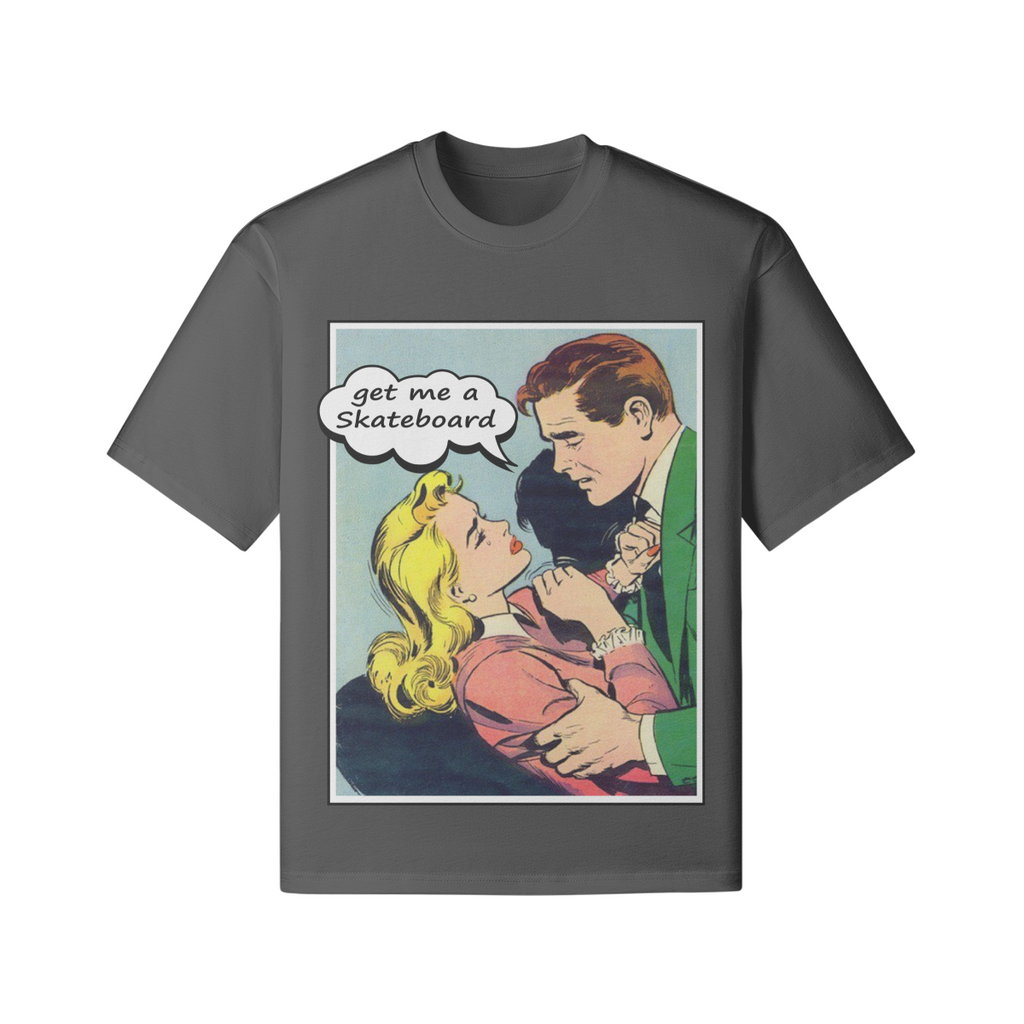 Pop-Art Comic T-Shirt "Skateboard" - Pärchen Statement Weiß - Beatwear 71