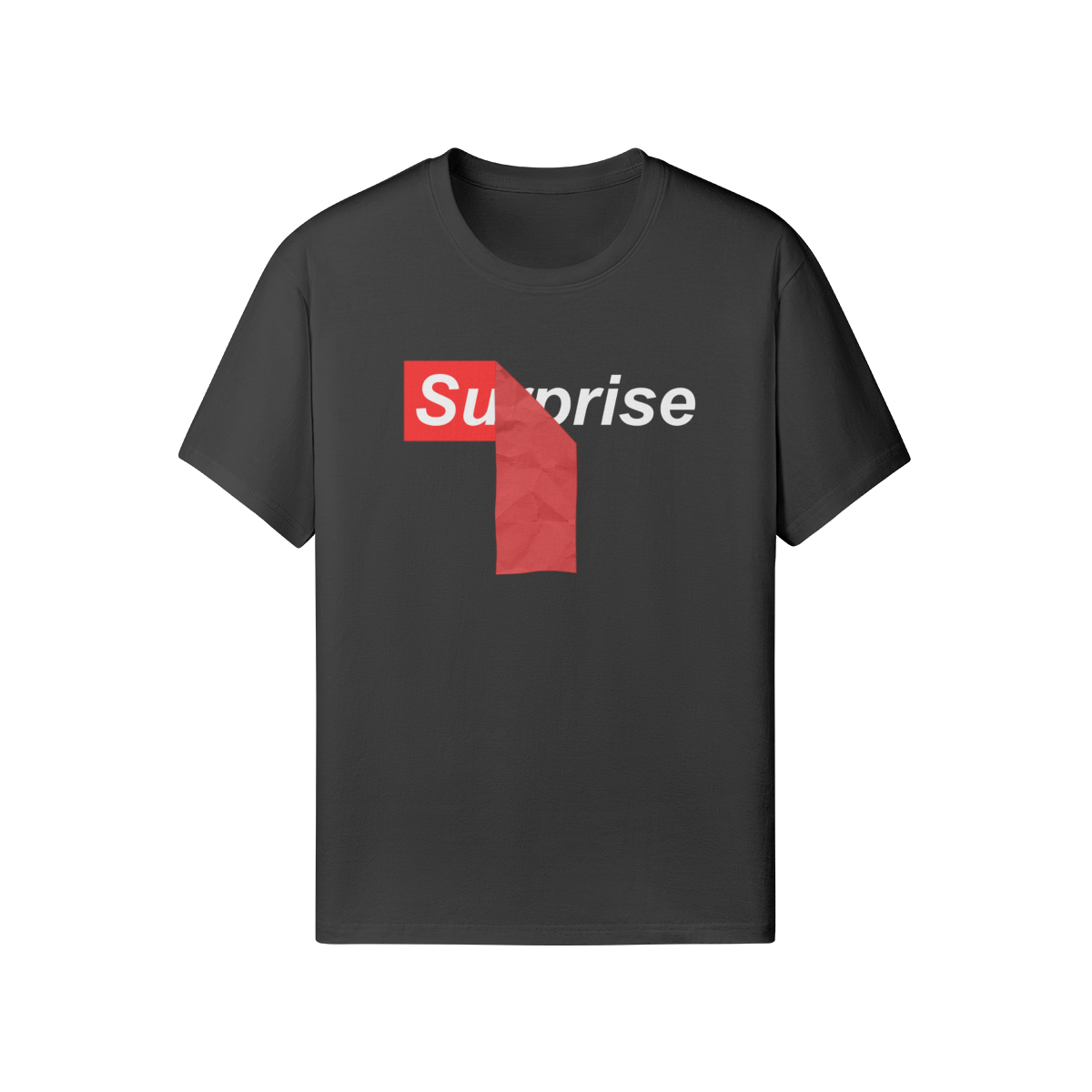 Minimalistisches Statement T-Shirt: "SURPRISE" Roter Block - Schwarz - Beatwear 71