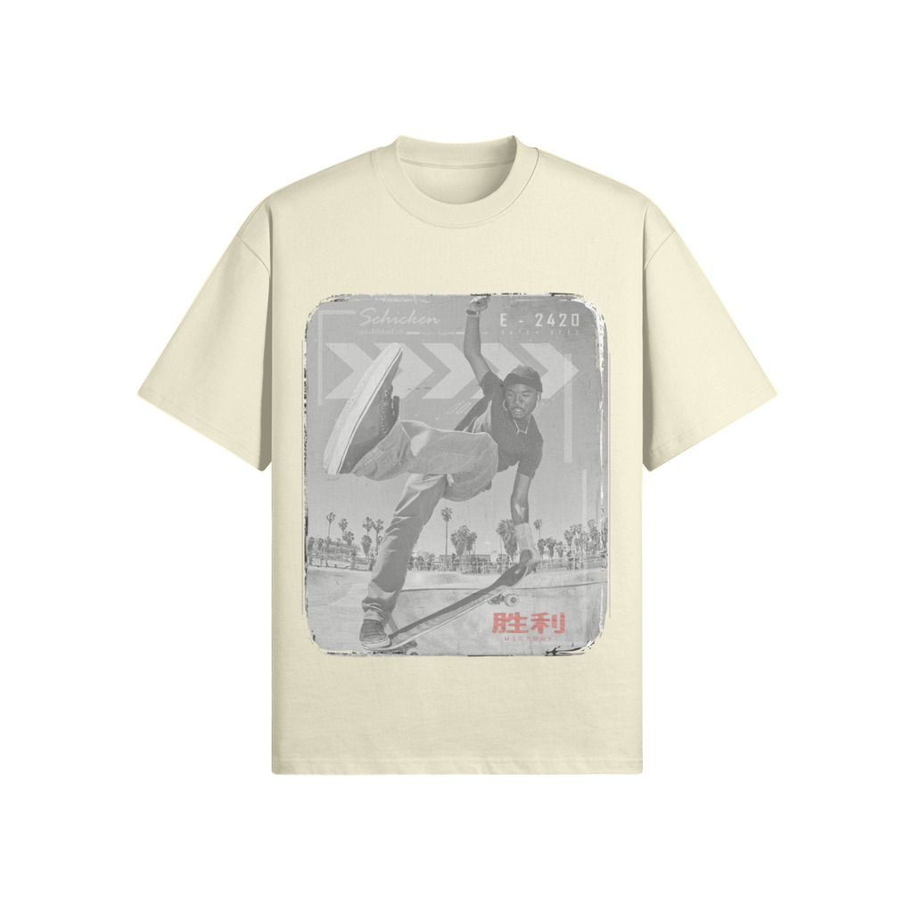 Retro Skater T-Shirt im Japan-Stil - Graustufen Action-Design - Beatwear 71