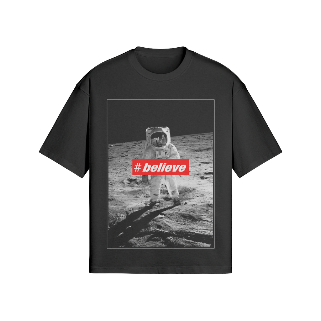 Oversized Streetwear T-Shirt „Believe“ – Moon Motivation Print Unisex - Beatwear 71