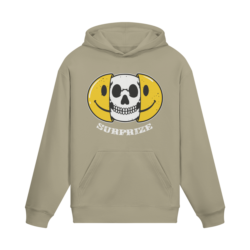 Streetwear Hoodie: "Surprize" Smiley Skull Design - Gelb-Schwarz - Beatwear 71
