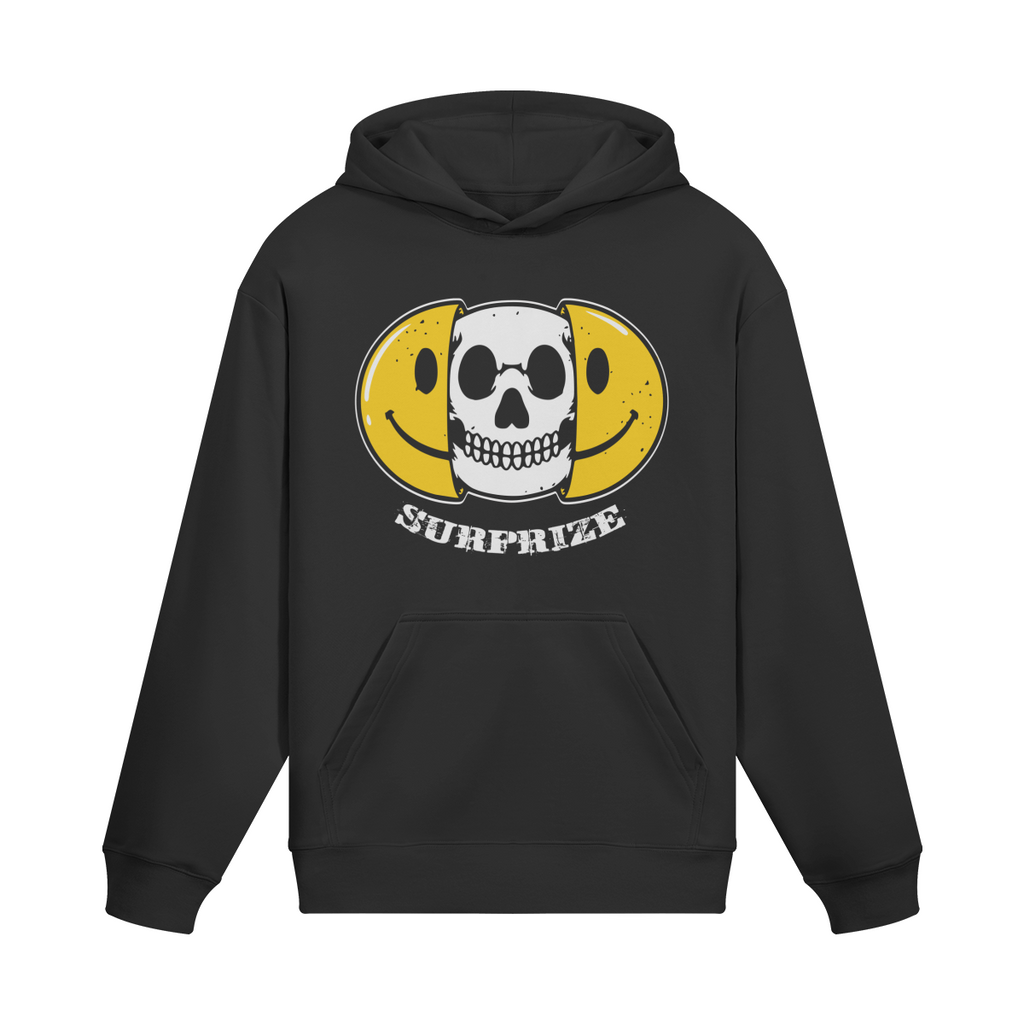 Streetwear Hoodie: "Surprize" Smiley Skull Design - Gelb-Schwarz - Beatwear 71