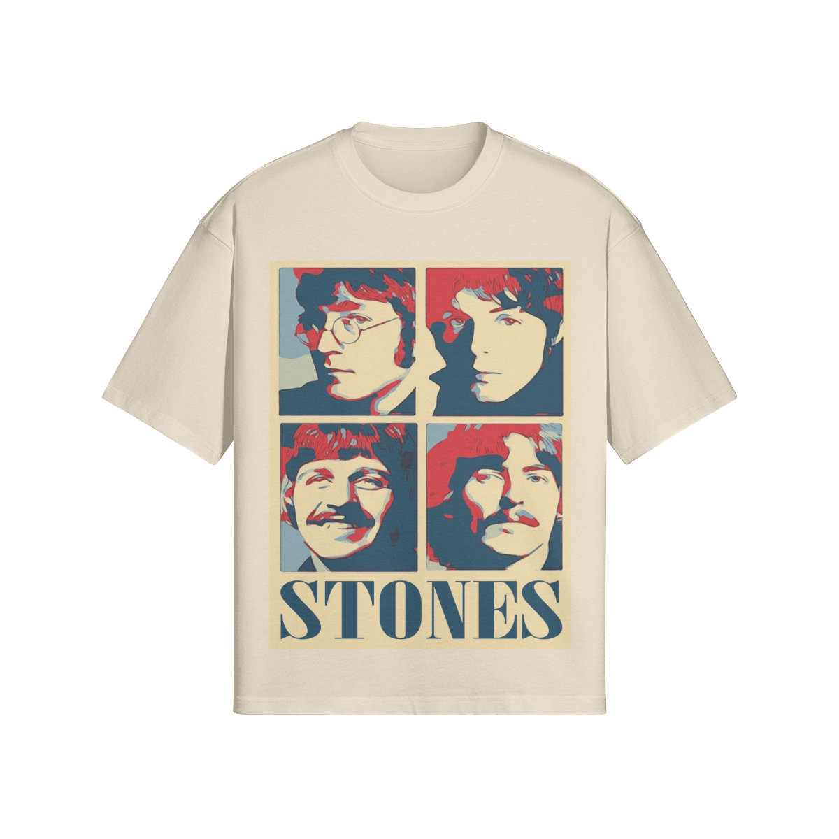 Vintage Beatles Satire T-Shirt "Stones" - Popart Skater-Look Schwarz - Beatwear 71