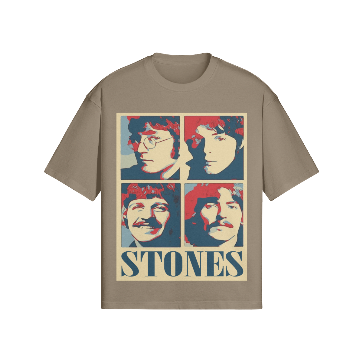 Vintage Beatles Satire T-Shirt "Stones" - Popart Skater-Look Schwarz - Beatwear 71