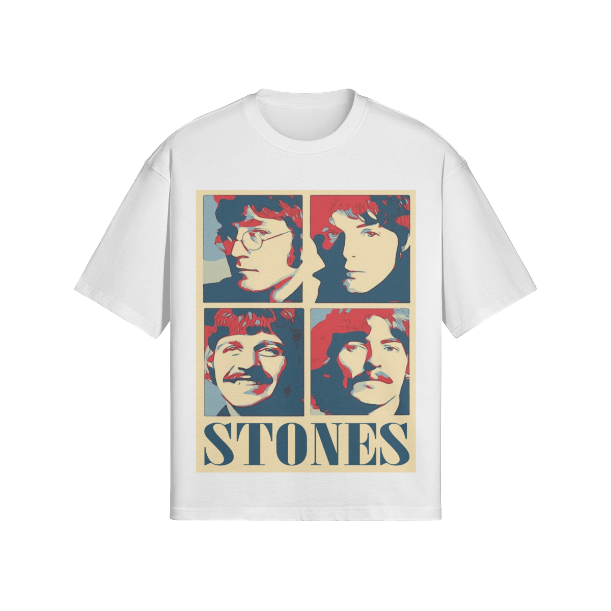 Vintage Beatles Satire T-Shirt "Stones" - Popart Skater-Look Schwarz - Beatwear 71