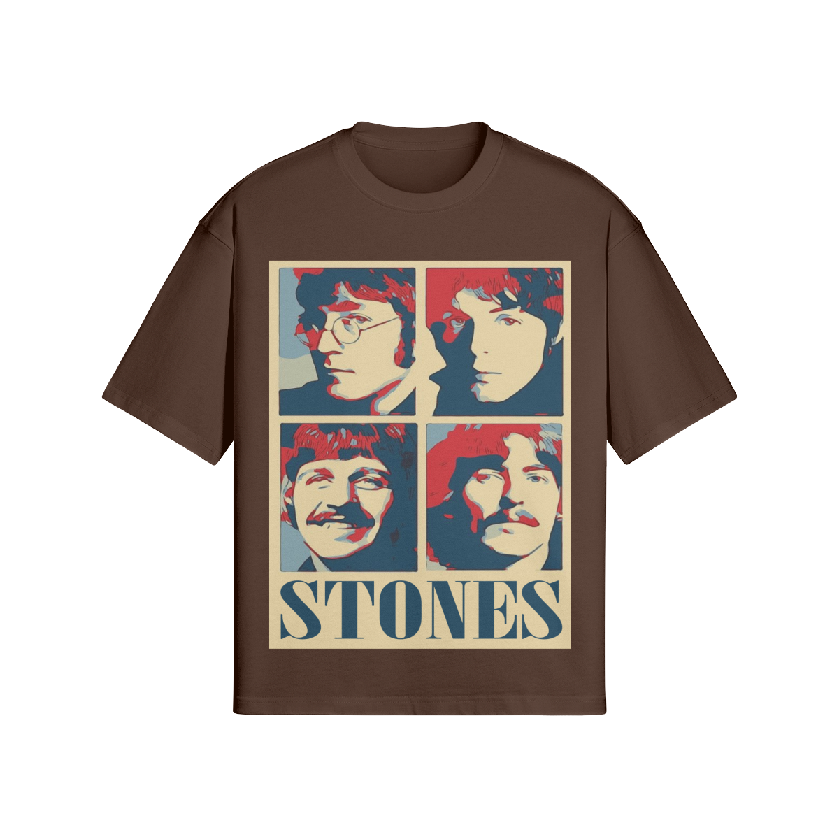 Vintage Beatles Satire T-Shirt "Stones" - Popart Skater-Look Schwarz - Beatwear 71