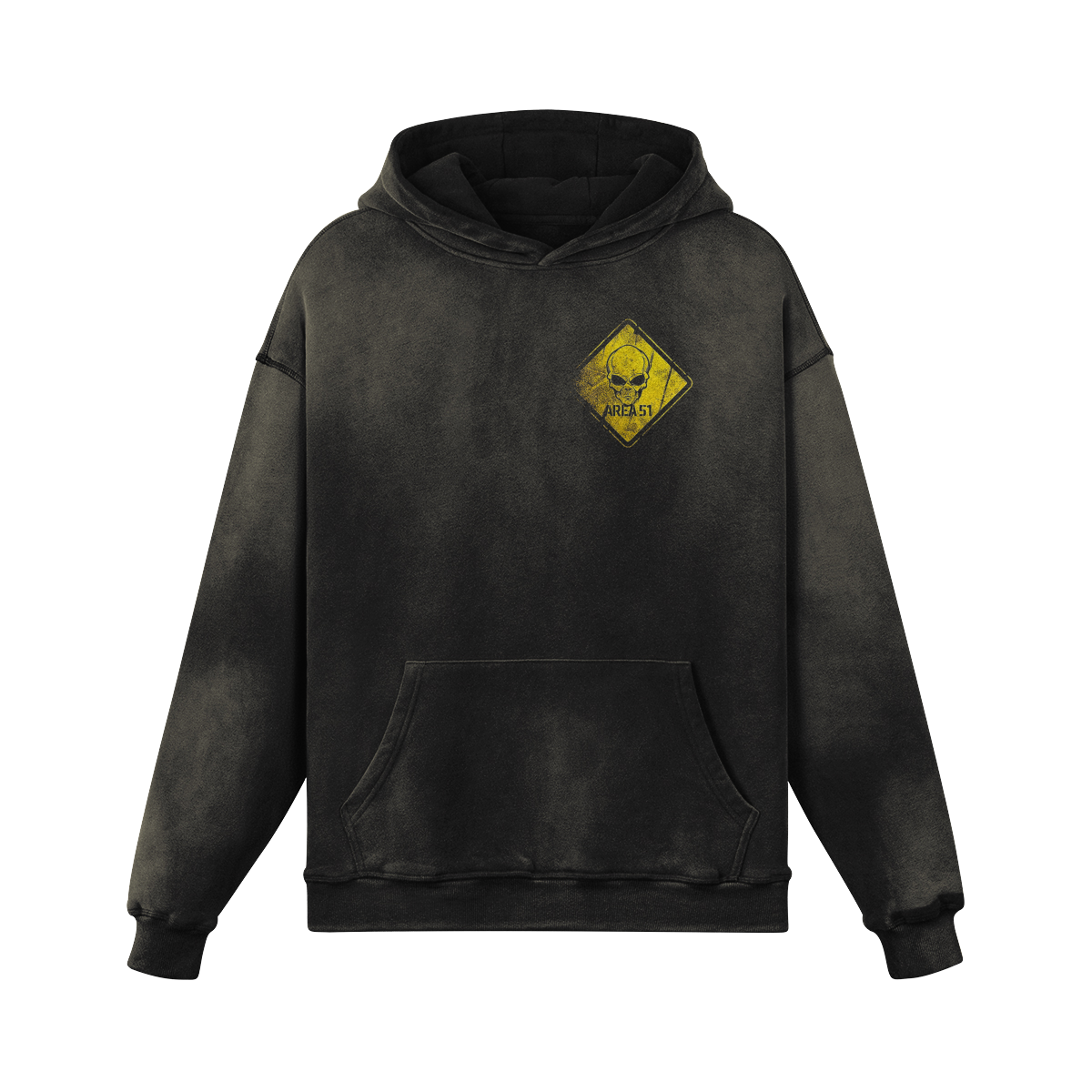 Oversized Streetwear Hoodie „Area 51“ – Alien Warning Sign Unisex - Beatwear 71