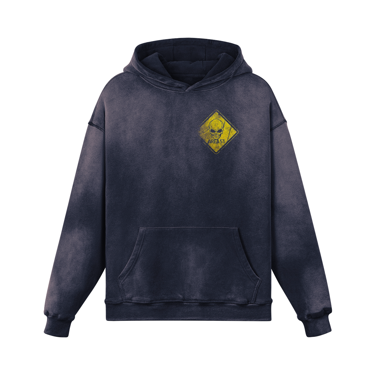 Oversized Streetwear Hoodie „Area 51“ – Alien Warning Sign Unisex - Beatwear 71