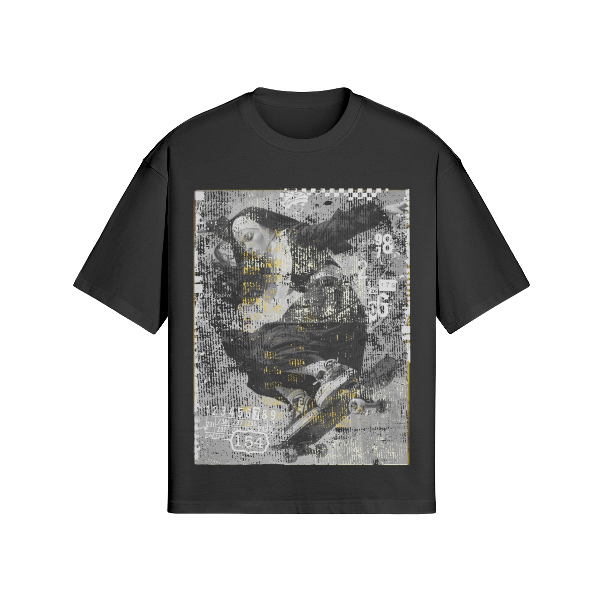 Vintage Grunge T-Shirt "Skate" - Abstrakter Skater-Look Schwarz - Beatwear 71