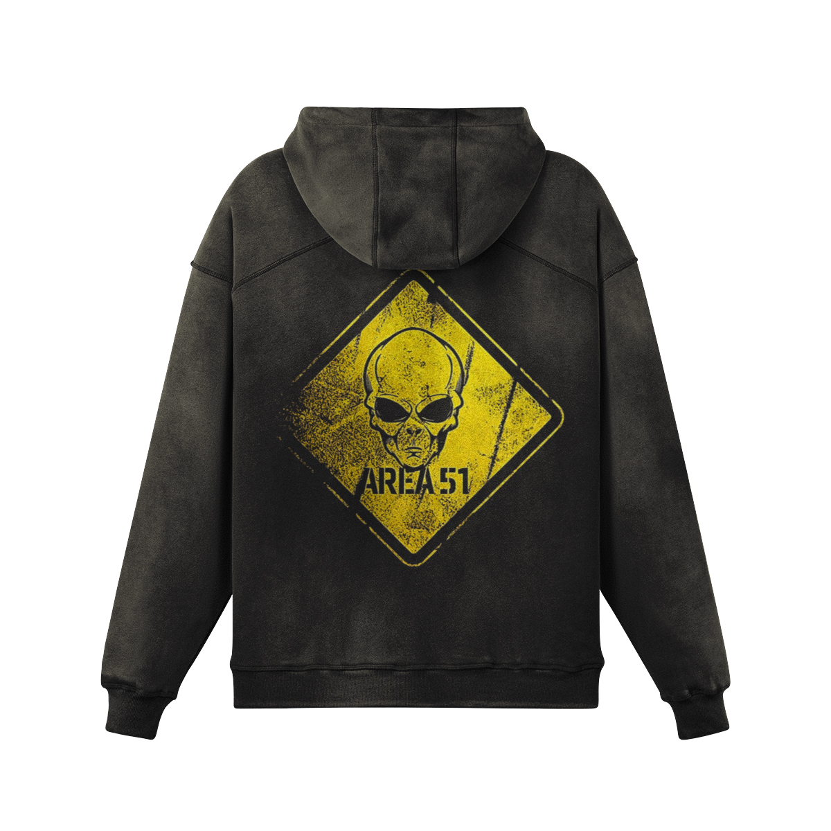 Oversized Streetwear Hoodie „Area 51“ – Alien Warning Sign Unisex - Beatwear 71