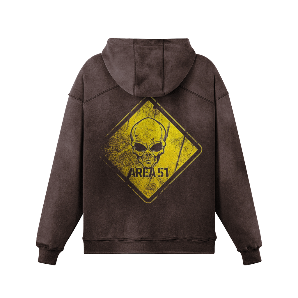 Oversized Streetwear Hoodie „Area 51“ – Alien Warning Sign Unisex - Beatwear 71