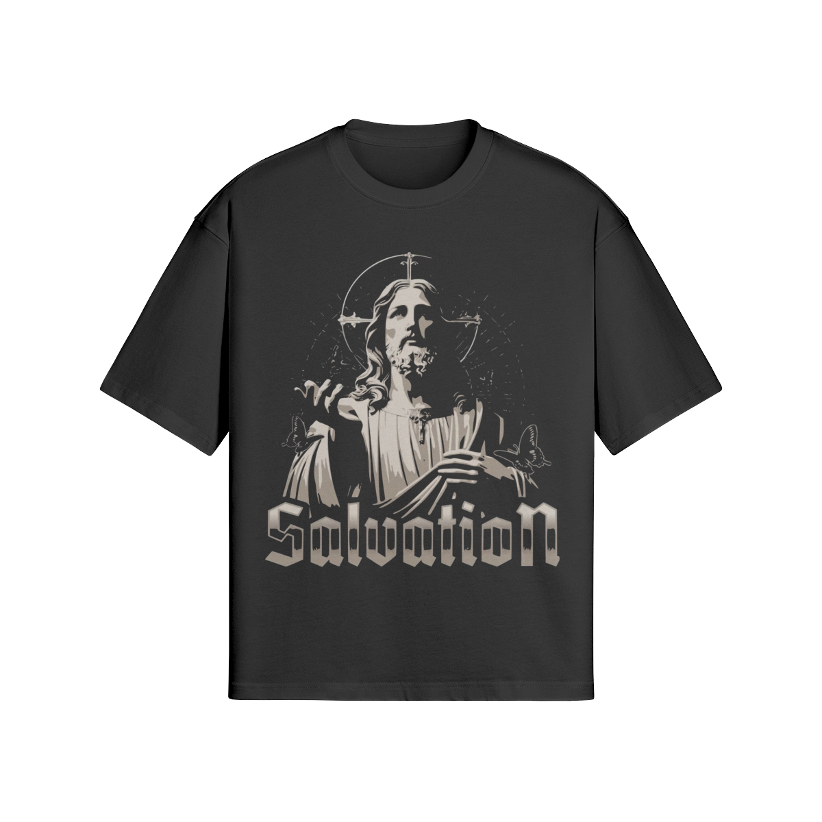 Vintage-Look T-Shirt "Salvation" - Jesus Christus Dunkle Kunst - Unisex - Beatwear 71