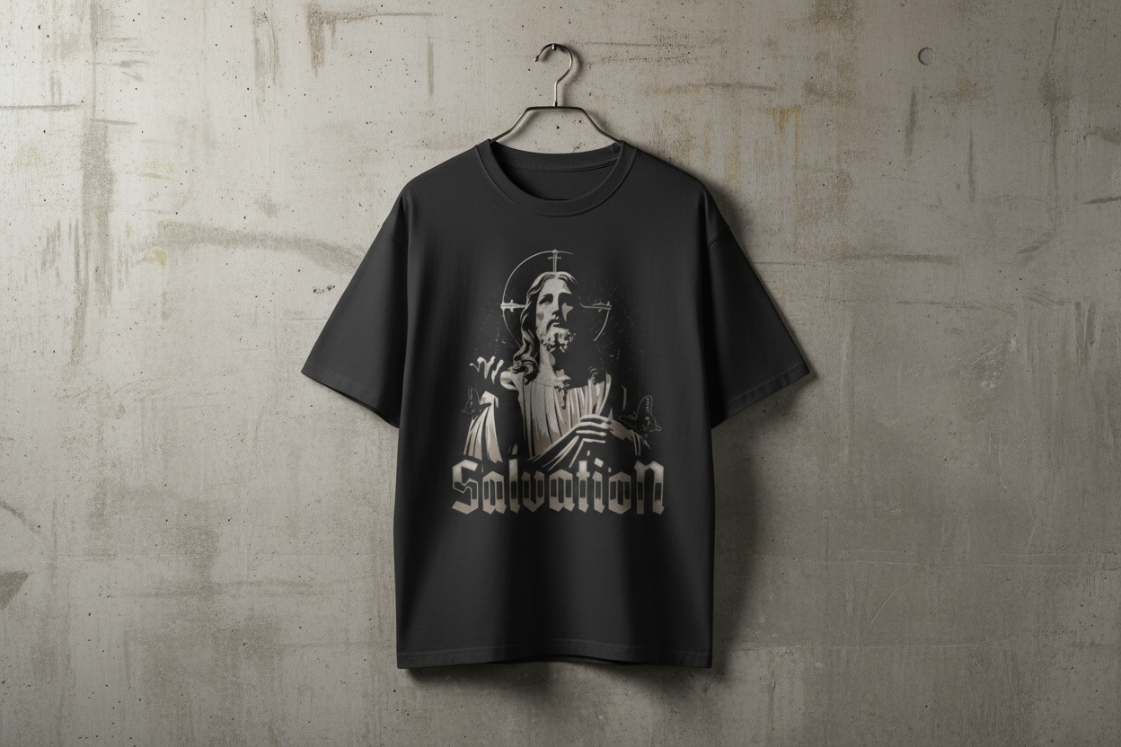 Vintage-Look T-Shirt "Salvation" - Jesus Christus Dunkle Kunst - Unisex