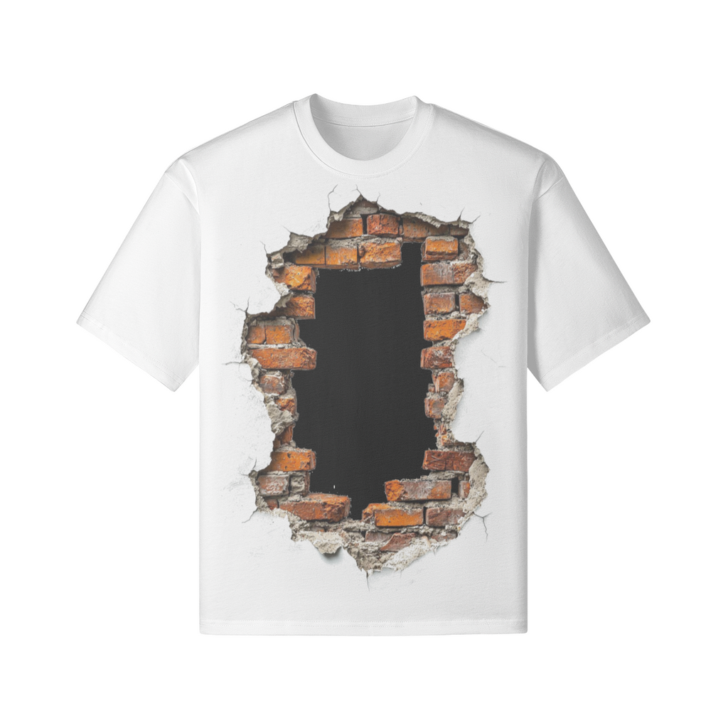 Oversized Streetwear T-Shirt „Broken Wall“ – 3D Brick Effect Unisex - Beatwear 71