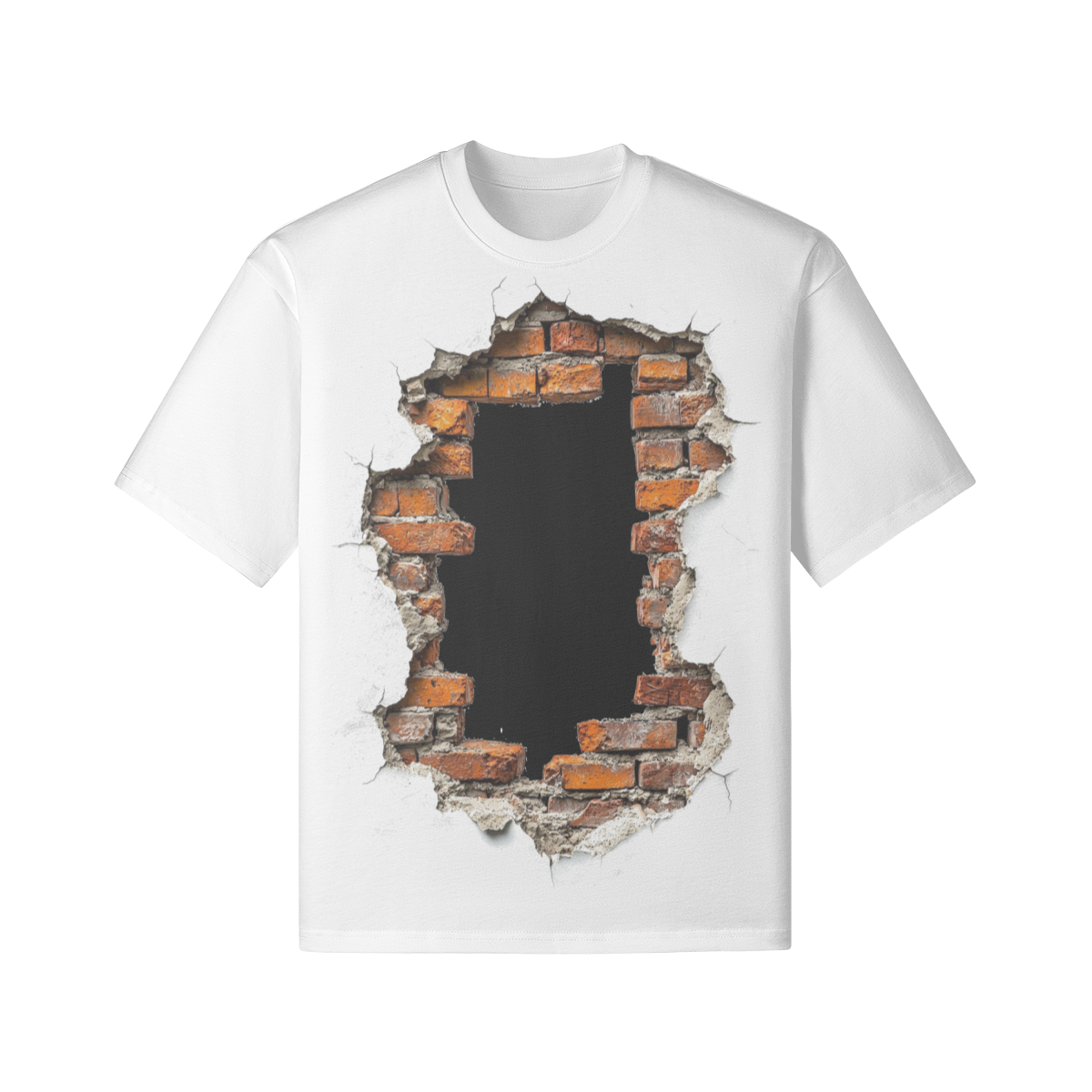 Oversized Streetwear T-Shirt „Broken Wall“ – 3D Brick Effect Unisex - Beatwear 71