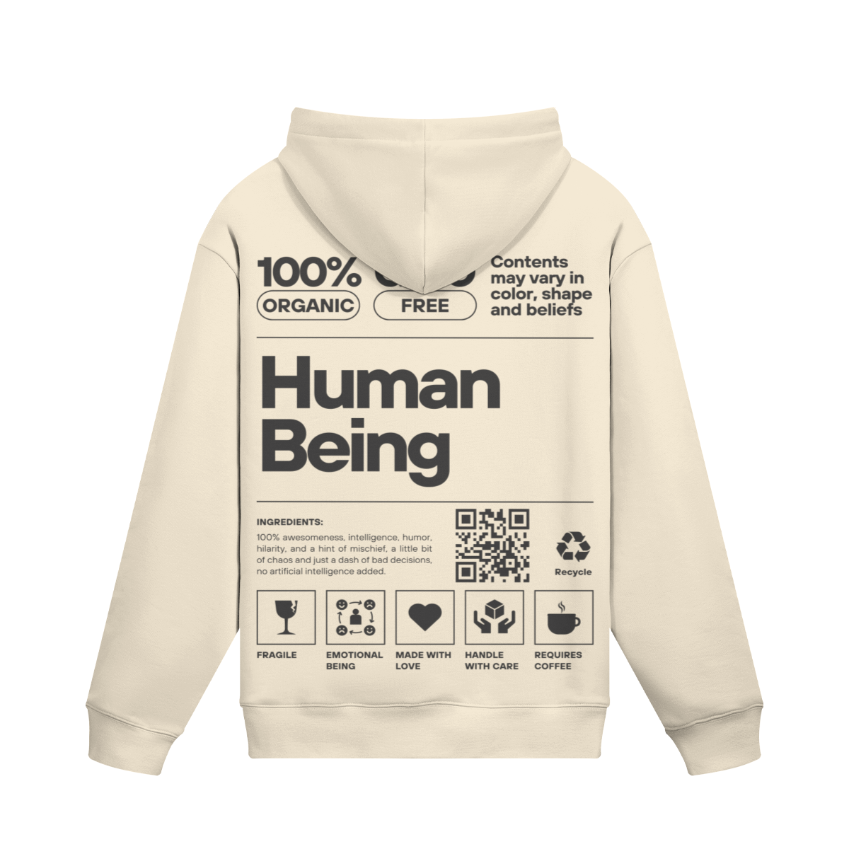 Human Being Hoodie – Nachhaltiger Unisex Kapuzenpullover mit Statement-Print - Beatwear 71