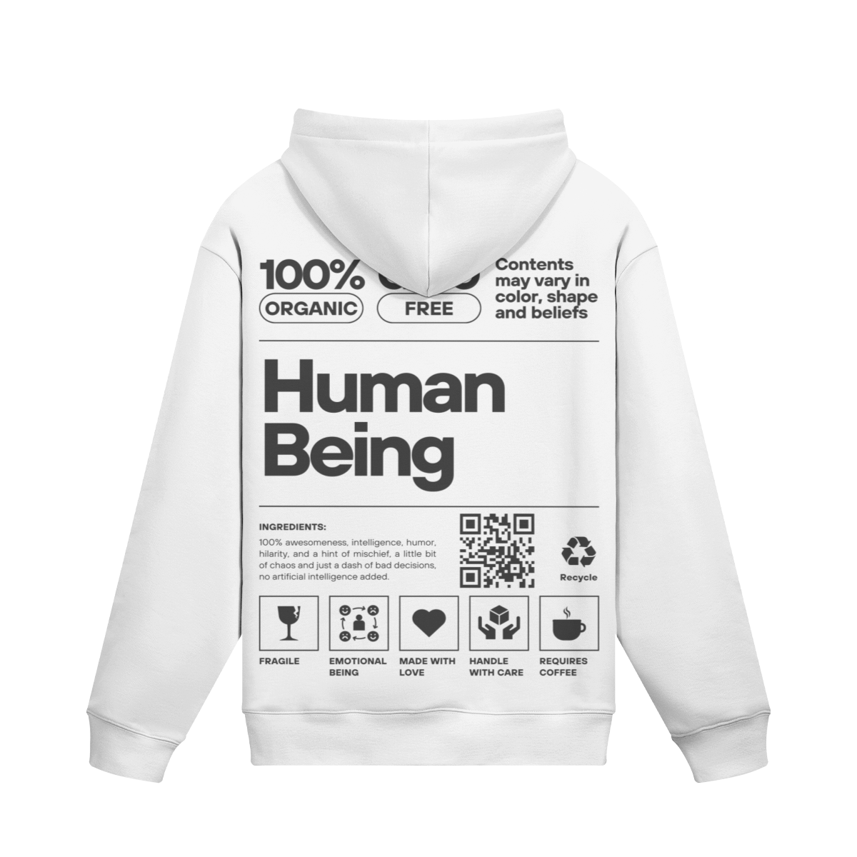 Human Being Hoodie – Nachhaltiger Unisex Kapuzenpullover mit Statement-Print - Beatwear 71