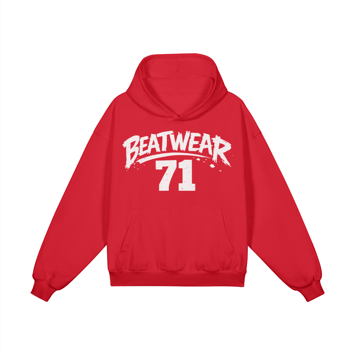 Roter Beatwear 71 Hoodie mit weißem Streetwear-Print und Kapuze
